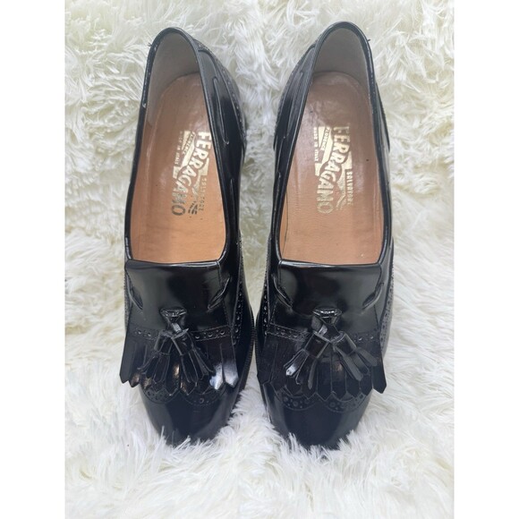 Salvatore Ferragamo Men’s Leather Black Kiltie Tasel Loafers 6.5D /Womens 8.5 main image 6